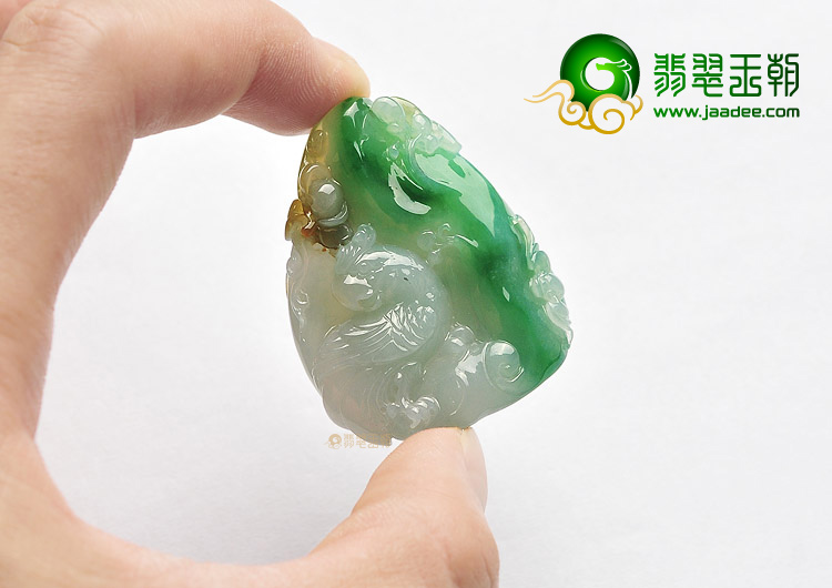 (超值推荐)冰种黄加绿鸟语花香挂件
