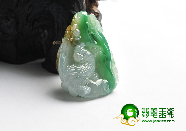 (超值推荐)冰种黄加绿鸟语花香挂件