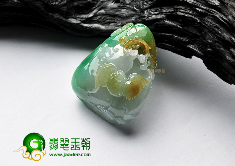 (超值推荐)冰种黄加绿鸟语花香挂件