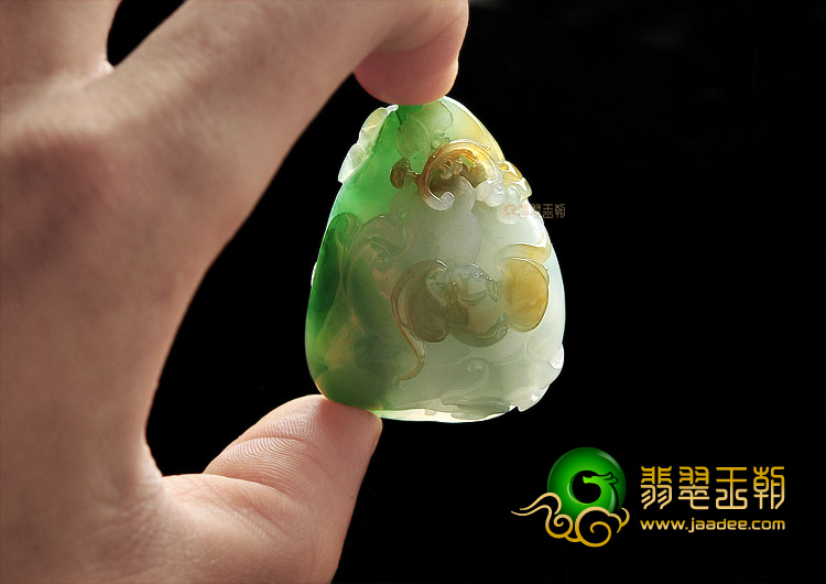 (超值推荐)冰种黄加绿鸟语花香挂件