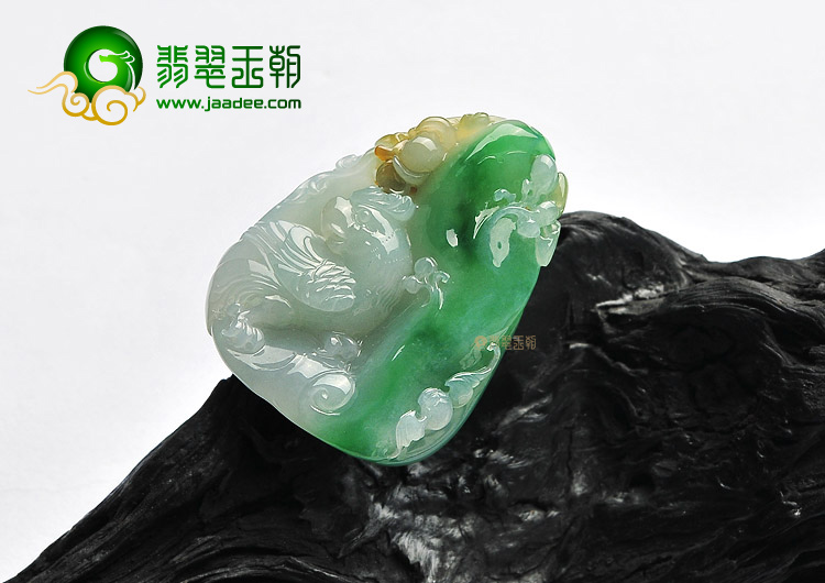 (超值推荐)冰种黄加绿鸟语花香挂件
