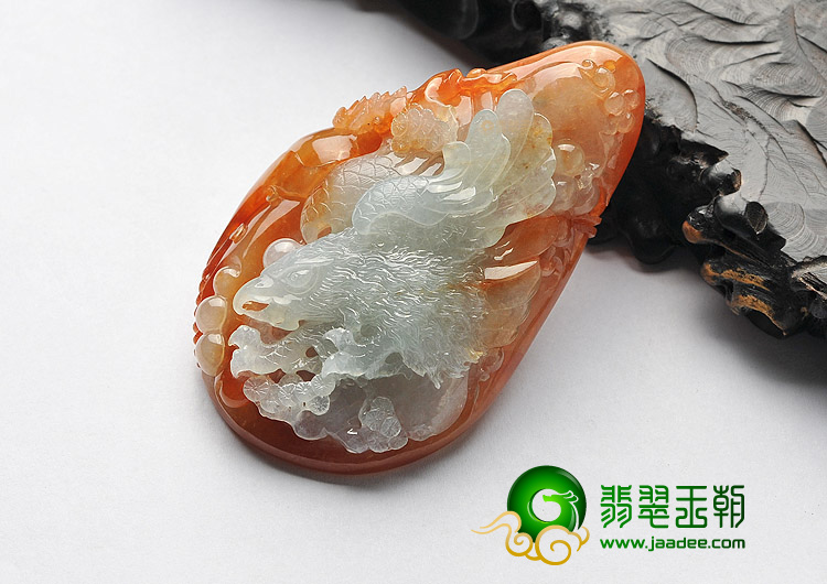 (超值推荐)冰种红黄翡大展宏图挂件