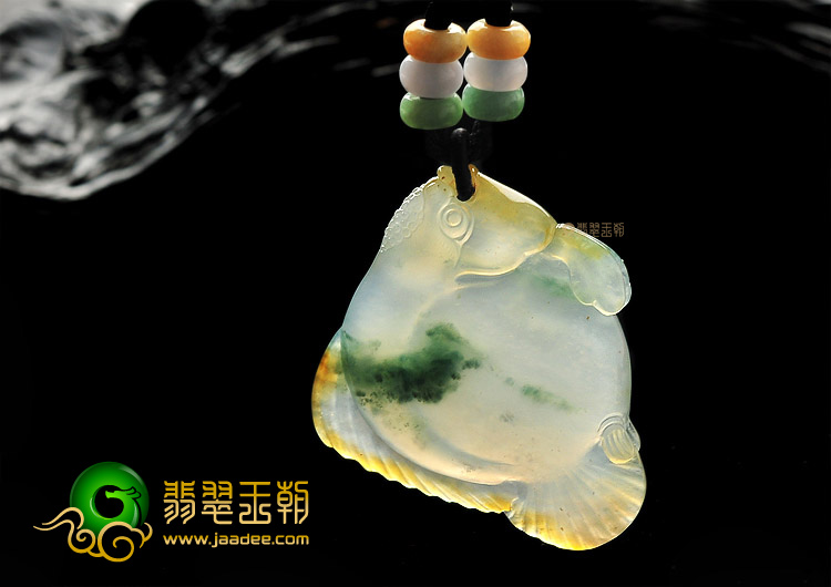 (超值推荐)冰种黄翡飘花年年有余挂件