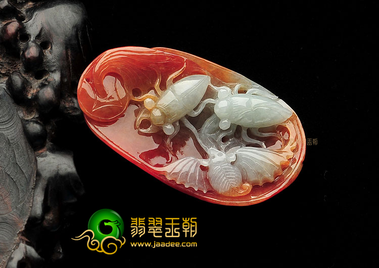糯冰种红黄翡富甲天下挂件