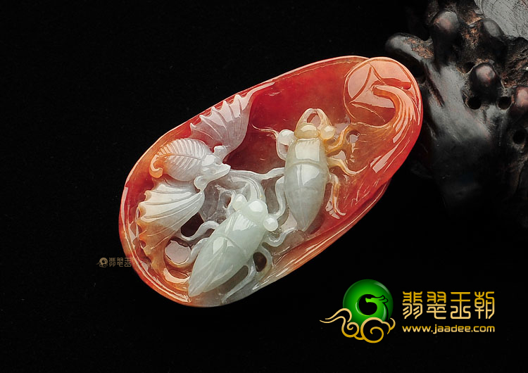 糯冰种红黄翡富甲天下挂件