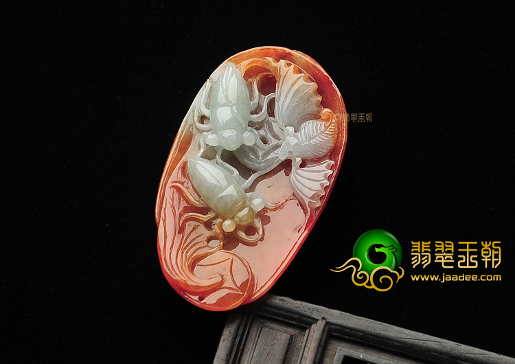 糯冰种红黄翡富甲天下挂件