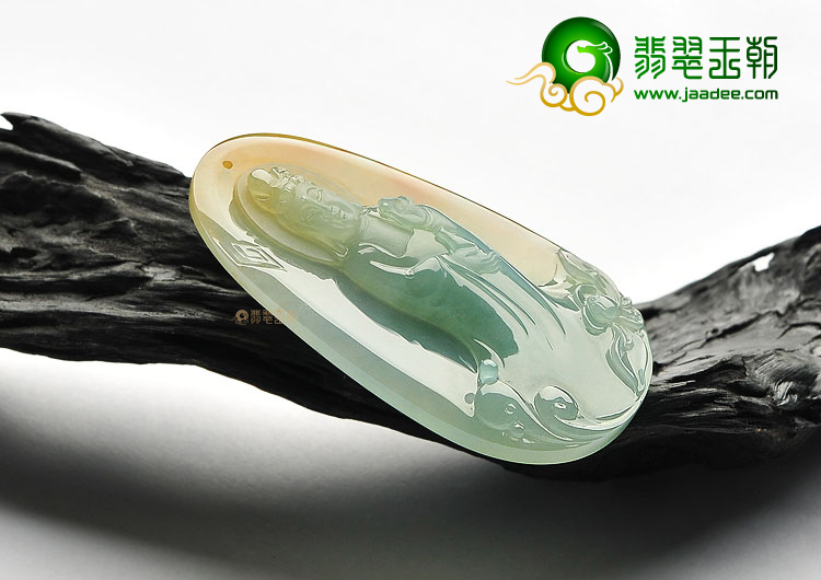 冰种晴水红黄翡站观音挂件