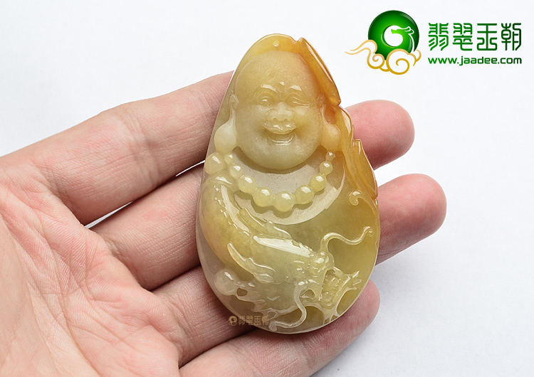 (超值推荐)糯冰种黄翡佛头挂件