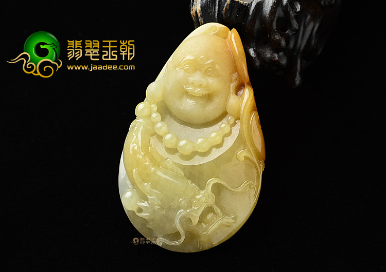 (超值推荐)糯冰种黄翡佛头挂件