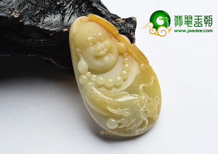 (超值推荐)糯冰种黄翡佛头挂件