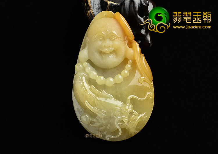 (超值推荐)糯冰种黄翡佛头挂件