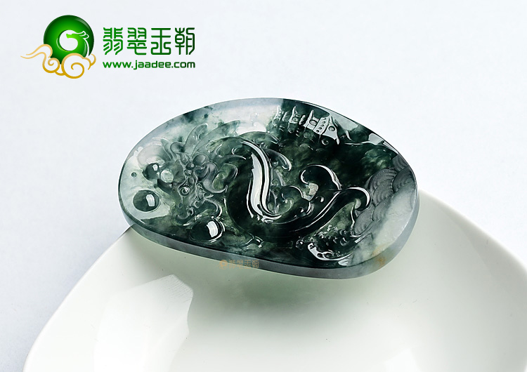(超值推荐)冰种飘花龙牌挂件(一对)