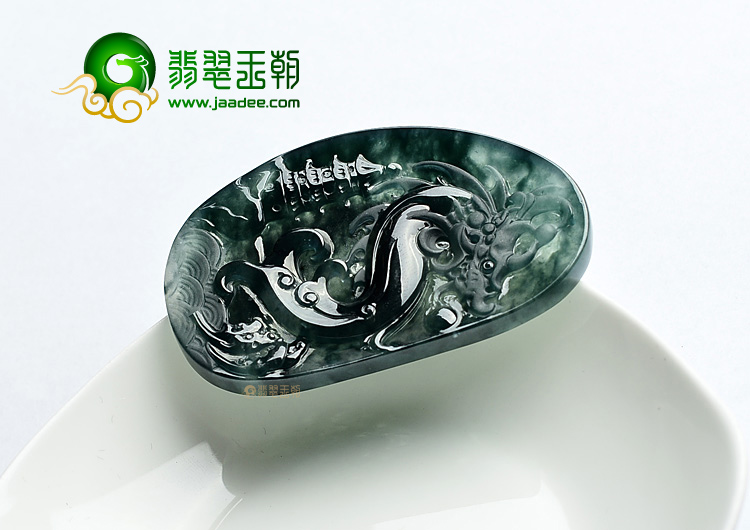 (超值推荐)冰种飘花龙牌挂件(一对)