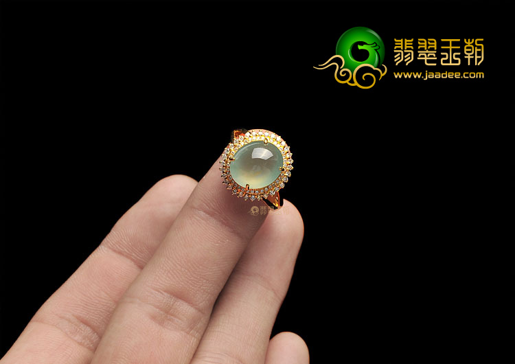 冰玻种晴水镶玫瑰金戒指(真钻)