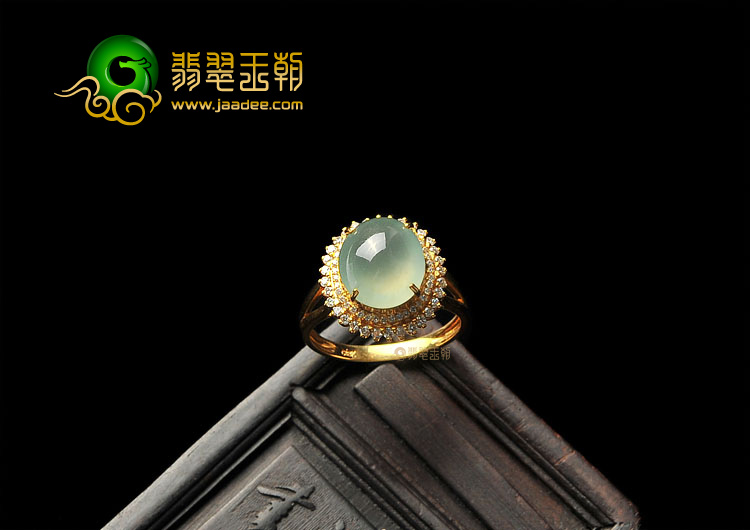 冰玻种晴水镶玫瑰金戒指(真钻)