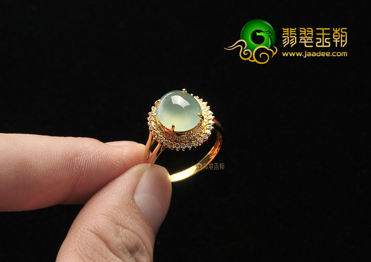 冰玻种晴水镶玫瑰金戒指(真钻)