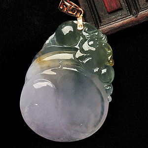 (超值推荐)冰种紫罗兰飘花貔貅如意挂件