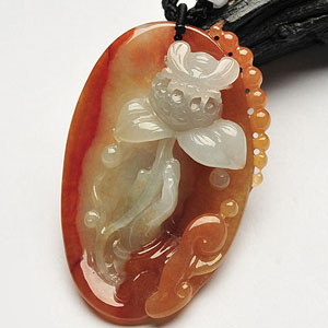 糯冰种红翡信手捏花挂件 