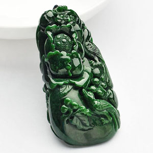 糯冰种干青富贵花开挂件