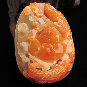 糯冰种红黄翡富贵花开挂件