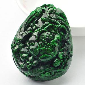 糯冰种干青富贵花开挂件