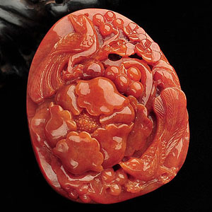 糯冰种红黄翡富贵花开挂件