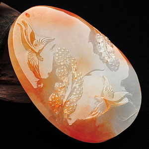 (超值推荐)冰种淡黄翡比翼双飞挂件