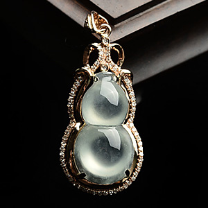 (超值推荐)冰玻种淡晴水镶玫瑰金葫芦胸坠(真钻)