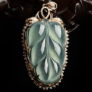 (超值推荐)冰种晴水镶玫瑰金金枝玉叶胸坠(真钻)