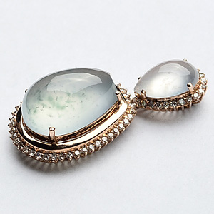 (超值推荐)冰玻种飘花镶玫瑰金胸坠(真钻)