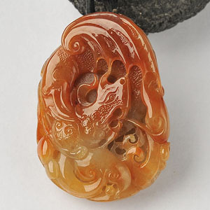 糯冰种红翡龙行如意挂件