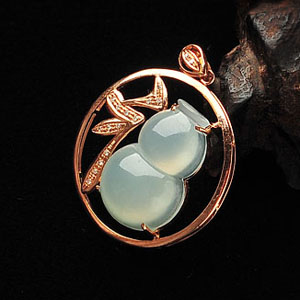 (超值推荐)冰种晴水镶玫瑰金葫芦胸坠(真钻)