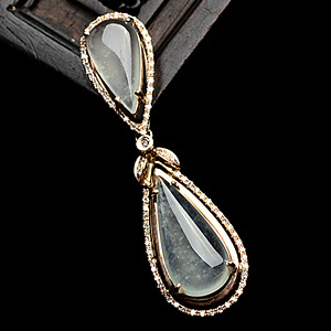 (超值推荐)玻璃种镶玫瑰金水滴胸坠(真钻)