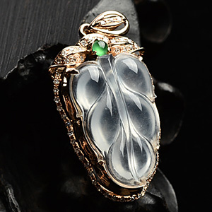 (超值推荐)冰玻种镶玫瑰金金枝玉叶胸坠(真钻)