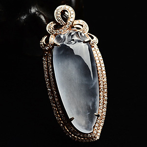 (超值推荐)玻璃种镶玫瑰金福瓜胸坠(真钻)