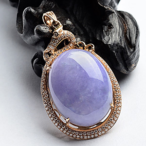 (超值推荐)糯冰种紫罗兰镶玫瑰金胸坠(真钻)