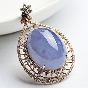 (超值推荐)糯冰种紫罗兰镶玫瑰金胸坠(真钻)