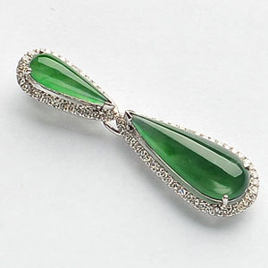 (超值推荐)冰种阳绿镶白金水滴胸坠(真钻)