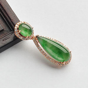 (超值推荐)冰种飘翠镶玫瑰金胸坠(真钻)