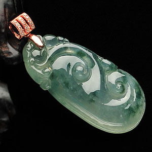 冰种飘花如意挂件