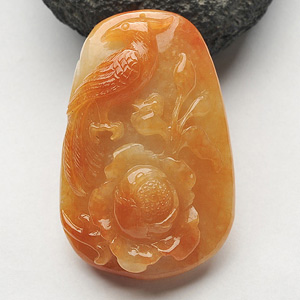 糯冰种红黄翡花开富贵挂件