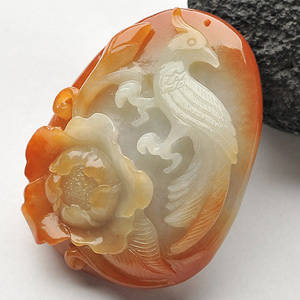 糯冰种红黄翡花开富贵挂件