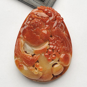 糯冰种红翡花开富贵挂件