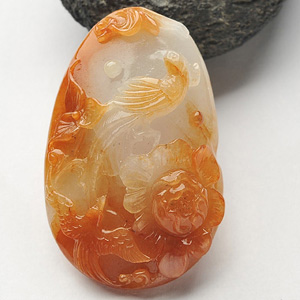 糯冰种红黄翡飘花锦上添花挂件