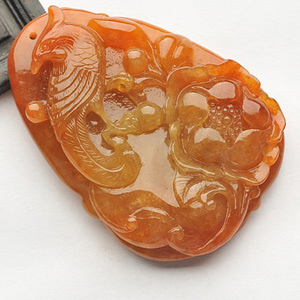 糯冰种红黄翡花开富贵挂件