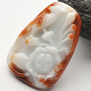 糯冰种红黄翡花开富贵挂件