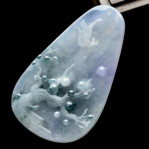 (超值推荐)冰种飘花带紫罗兰喜上眉梢挂件