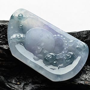 (超值推荐)冰种飘花带紫罗兰纳福挂件