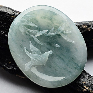 (超值推荐)冰种飘花竹报平安挂件