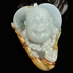 (超值推荐)糯冰种红黄翡飘花纳福挂件